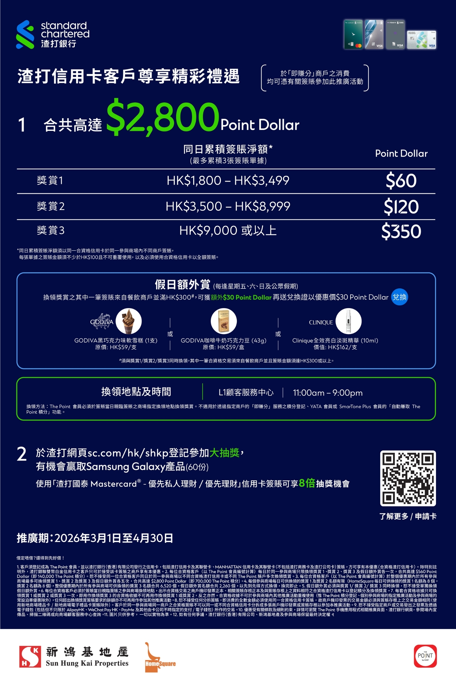 新地商場 • 渣打信用卡簽賬獎賞